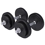 GORILLA SPORTS® Kurzhantelset 20kg/30kg - 2er Set, Ø 30mm, 2x Kurzhantelstangen, mit 4 Sternverschlüsse, Griff gerändelt, aus Kunststoff - Hantelset, Kurzhanteln, Hanteln, Kurzhantel Set