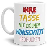 Tasse selbst gestalten/mit eigenem Text beschriften/Wunsch-Name/Spruch-Tasse/Weiß - Glanz/Links & Rechts vom Henkel bedruckt