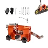 Kettensäge Schärfgerät, Sägekettenschärfgerät Kettenschärfgerät mit 5 Schleifsteinen, Tragbar Handkurbeln Kettensägenschärfer Kit, Sägeketten Schärfgerät Zubehör für Jede Kettensäge
