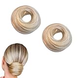 2 Stück Haargummi mit Haaren, Scrunchies für Frauen, Elastisches Haarteil mit Gummiband, Bleichblond Haarteil Dutt, Donut Zubehör Scrunchies, Ynthetisches Gefälschtes Haar Brötchen