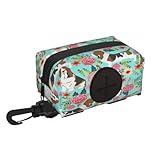Hundekotbeutelhalter, Spendertasche für Spaziergänge, Wandern, süßer Basset Hound Blumen, Haustier-Reise-Müllbeutel, Aufbewahrungstasche, Kotbeutel-Träger, Organizer, freihändiges kompaktes