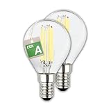 BRILONER - EEK A 2er Set Filament LED Lampe E14 Tropfen, warmweißes Licht, 2,5W, 525lm, LED Glühbirne, Leuchtmittel, Birne, Glühlampen, Bulb