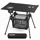 FUNYKICH Campingtisch klappbar, Ultraleicht Klapptisch mit Netztasche und 2 Getränkehaltern, 15KG Tragfähigkeit,Kleiner Pickniktisch für Outdoor Camping Picknik Angeln Wandern Strand Garten 59x43x51cm