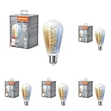 LEDVANCE SMART+ WIFI LED-Lampe, Weißglas, 8W, 806lm, Edison-Form mit 64mm Durchmesser & E27-Sockel, regulierbares Weißlicht (2700-6500K), dimmbar, App- oder Sprachsteuerung, 15.000 Stunden Lebensdauer