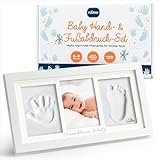 Niimo® Baby Abdruckset - Tintenlos & 100% Babyfreundlich, Handabdruck & Fußabdruck Baby Geschenk mit Bilderrahmen, Stempeln & Schablone, 0-9 Monate