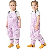 Fewlby Mädchen Regenhosen wasserdichte Hosen, Matschhose Kinder Regenlatzhose Wind- und wasserdichte Regenoverall mit Fußschlaufen Wiederverwendbar Outdoor Regenbekleidung, 2-3 Jahre