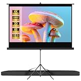 VISULAPEX 60' Leinwand Beamer mit Stativ, 16:9 4K HD Projektor Leinwand 160°Betrachtungswinkel Einstellbar für Heimkino Tagungsraum Hochzeiten