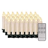 20/30/40/50/60 stk LED Kerzen Lichterkette Kabellos Dimmbar Kerzenlichter Flammenlose Weihnachtskerzen für Weihnachtsbaum, Weihnachtsdeko, Hochzeit, Geburtstags, Party (milchweisse Hülle, 30stk)