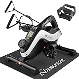 ANCHEER Mini Bike Heimtrainer, Quiet Magnetic Faltbarer Mini Heimtrainer mit Widerstand Band, Gummi-Matte, 10-Level-Tension, LCD Monitor, Pedaltrainer für Senioren & Home Office Workout mit Anleitung