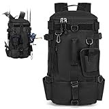 Yunlaishaocer Angelrucksack mit Rutenhalter, Wasserdichter Outdoor Rucksack aus Oxford-Stoff, Lässiger Mehrzweck Angel Rucksack für Camping, Radfahren, Militär (Schwarz)