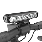 UPPEL Fahrradlicht Vorne 2600 Lumens USB C Ladeanschluss 5 LEDs 4-Lichtmodi Fahrradlampe Vorne Wasserdicht Einfache Installation Beste Aluminium Fahrradbeleuchtung für Nacht Reiten,Schwarz