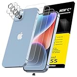 NEW'C 3x für iPhone 14 Plus für Panzerglas (6,7 Zoll) und 3x Kamera Panzer Schutz Glas Kameraschutz für iPhone 14 Plus (6,7 Zoll)+ Staubschutzstöpsel-extrem widerstandsfähig-9H-Härteglas folie
