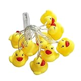 Pfjsseey LED -Schnur Licht Dekoration Mini gelbe Ente süße Tier Nachtleuchten Innenleuchten im Freien im Freien Weihnachten Hochzeit 10 Glühbirne für Wandschlafzimmer 150 cm LED -Saitenleuchten