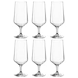 Leonardo Puccini Bier-Gläser 6er Set, Pilsgläser mit gezogenem Stiel, spülmaschinenfeste Biertulpen, Höhe 18,6 cm, 410 ml, 069541