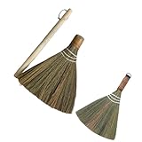JOINPAYA Asiatischer Reisigbesen 2 Stück Natürlicher Besen mit Holzgriff Geeignet als Küchenbesen und Staubbesen für Innenräume