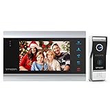 TMEZON Video Türsprechanlage Türklingel Intercom System, 1080P 7 Zoll Monitor mit Verdrahtet Klingel, 4 Draht Technik,Touch-Taste, Nachtsicht, automatisch Snapshot/Aufnahme,1 Familie