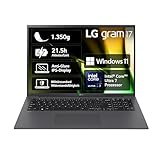 2024 LG gram 17 Zoll Notebook - 1350g Intel Core Ultra7 Laptop (8GB RAM, 512GB Dual SSD, 21,5h Akkulaufzeit, IPS Panel Anti-Glare Display, Win 11 Pro) - Grau