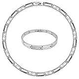 SoulCats® traumhaftes Set Edelstahl Collier und Armband Silber matt glänzend