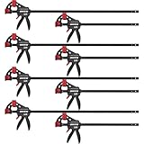 SIIIXS Einhandzwingen Set 8 Stück Schraubzwingen Spanner, Spannweite 152mm/304mm, Dehnbereich 340mm/492mm, Spannkraft 80Kg, mit GS Zertifikat