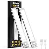 Bilonly Schrankbeleuchtung Led Lampe mit Bewegungsmelder, Unterbauleuchte Küche LED mit Sensor, 25cm 1800mAh Aufladbar Dimmbar Schranklicht für Kleiderschrank, Küche, Treppe | 2 Stück