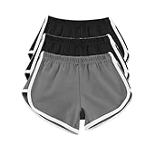 Keepink Yoga-Shorts für Damen, Sommer, Laufen, Sport-Shorts, Tanzen, Fitnessstudio, Workout, bequem, Freizeit-Shorts, Lounge, Homewear in Übergröße, elastische Taille, 36-46, 3 Stück, 19 x Schwarz, L