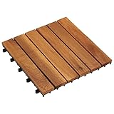 BaraSh 10 x Fliese aus Akazienholz 30 x 30 cm vertikales Muster Balkon Bodenbelag Balkon Holzboden Gartenplatten Terassendielenbretter