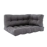 Vicco Palettenkissen Set Flocken, Outdoor Kissen, Grau, 120 x 80 cm 3 Teile