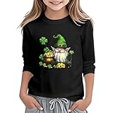 Generisch St. Patrick's Day Mädchen-Print-Top mit geteilten Ärmeln, festliches Feiertags-Kinder-Freizeit-Langarmshirt (Black, 4-5 Years)