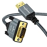 Twozoh HDMI auf VGA Kabel 1M, Gehäuse aus Aluminiumlegierung Nylon geflochten vergoldet unterstützt 1080P/60Hz