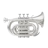 SONICAKE Bb Taschentrompete Messing vernickelt, Kompakte B-Trompete für Anfänger mit 7C Mundstück, Hartschalenkoffer, Handschuhe & Reinigungszubehör QPT-02