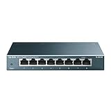 TP-Link TL-SG108 8-Port Gigabit Netzwerk Switch (Plug-and-Play, 8* RJ-45 LAN Ports, Metallgehäuse, IGMP-Snooping, unmanaged, lüfterlos) blau metallic