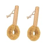 Alipis 2 Stck Küchen Reinigungsbürste mit Holzgriff Natürliche Kokosfasern Langlebig und Komfortabel Praktische Aufhängeschlaufe für Töpfe Pfannen und Geschirr Einfache Handhabung und