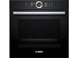 Bosch HSG636BB1 Serie 8 Einbau-Dampfbackofen, Schwarz, 60 x 60 cm, 1 L Wassertank, EcoClean Direct Reinigungshilfe, Bosch Assist Backeinstellung auf Knopfdruck, 4D Heißluft Backen auf 4 Ebenen