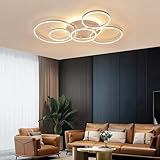 DOCJX LED Deckenleuchte Dimmbar Wohnzimmerlampe 6-Ring Deckenlampe Mit Fernbedienung Moderne Schlafzimmer Lampe 108W Rund Hängeleuchten Für Küchen Flure Haustüren Kinderzimmer Tageslichtlampe Decke(We