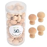 Restokki 50 pcs Wooden Mushroom Ornaments, Holzpilze Bemalen, Holz Pilz Set, für Kinderkunst, Pilz Ornament Spielzeug Holz Pilz Ornament Holz Pilz Spielzeug für Home Office Desktop Dekoration