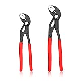 2 Stück Rohrzange, 185mm/250mm Wasserpumpenzange Set Verstellbar Pumpenzange mit Rillen-Gleitgelenk Wasserrohrzange für Klempner Montage und Wartungsarbeiten