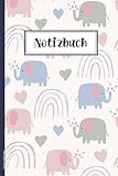 Notizbuch Elefanten: Elefantenmotiv auf Buch für Notizen niedliche Elefanten Geschenke für Kindergeburtstag Dot Grid Notizheft A5 für Skizzen Schreibheft Schule mit Elefant Motiv und Regenbogen