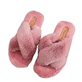 XKUN Hausschuhe Winter Damen Warme Hausschuhe Bonbonfarbe Indoor Outdoor Wear Dicke Freizeit Mode Kreuz Baumwolle Pelzige Frauen Home Slippers