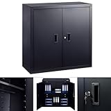 Aktenschrank, Mehrzweckschrank, Stahl-Aufbewahrungsschrank, 5 Ebenen180x60x40, Doppeltüren, Schloss, Werkzeugschrank, verstellbare Ablagen (Black 90 * 90 * 40)
