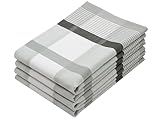 ZOLLNER 4er Set Geschirrtücher, 50x70 cm, Baumwolle, grau weiß kariert