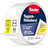 GAUDER Teppichklebeband doppelseitig extra stark - Teppichkleber für Bodenbeläge, Teppiche & Treppen - Klebepads, Fixierung & Verlegeband (10 m x 48 mm)