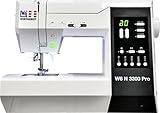 W6 Nähmaschine N 3300 Pro mit 7 Segmente/Punkte Transporteur, verstellbarem Nähanpreßdruck, Sicherheitsfunktion für Zwillingsnadel, LED-Display für Stichfunktionen, 120 Programme