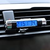 iTimo Digitales LCD-Thermometer, 2-in-1 blaue Hintergrundbeleuchtung, tragbarer Auto-Lüftungsauslass zum Anklippen, Innenwetterüberwachung