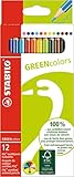 Umweltfreundlicher Buntstift - STABILO GREENcolors - 12er Pack - mit 12 verschiedenen Farben