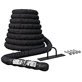 GORILLA SPORTS® Battle Rope - 9m/12m/15m Länge, Ø 38mm/50mm, inkl. Wandhalterung, Nylon, Schwarz - Schlacht Seil, Trainingsseil, Sportseil, Fitnessseil, Schlachtseil, Schwungseil, Muskelaufbau