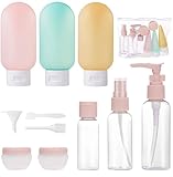 EULEX 11-in-1 Reise-Flasche Set, Reiseflaschen 30/50/60/80 ml, kleine Cremetiegel, transparenter Zerstäuber, Shampoo-Pumpflaschen, Reisezubehör für Kosmetik