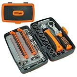 Ratschenschraubendreher Set - 38 in 1 Magnetisches Präzisionswerkzeug | 22 Bits & 10 Stecknüsse mit Adapter | Rutschfester Griff Ratschenschlüssel für Automobil, Elektronik, Holzbearbeitung
