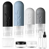 AiQInu Reiseflaschen Zum BefüLlen, 8 StüCk Silikon Reiseflaschen Set 60/90ml, Auslaufsicher Nachfüllbare Portable Travel Bottles Set FüR Shampoo Creme SpüLung, BPA-Frei