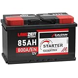 LANGZEIT Autobatterie 12V 85AH 800A/EN Starterbatterie +30% mehr Leistung ersetzt Batterie 80Ah 90Ah