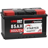 LANGZEIT Autobatterie 85AH 12V 800A/EN Starterbatterie +30% mehr Leistung ersetzt Batterie 80Ah 90Ah